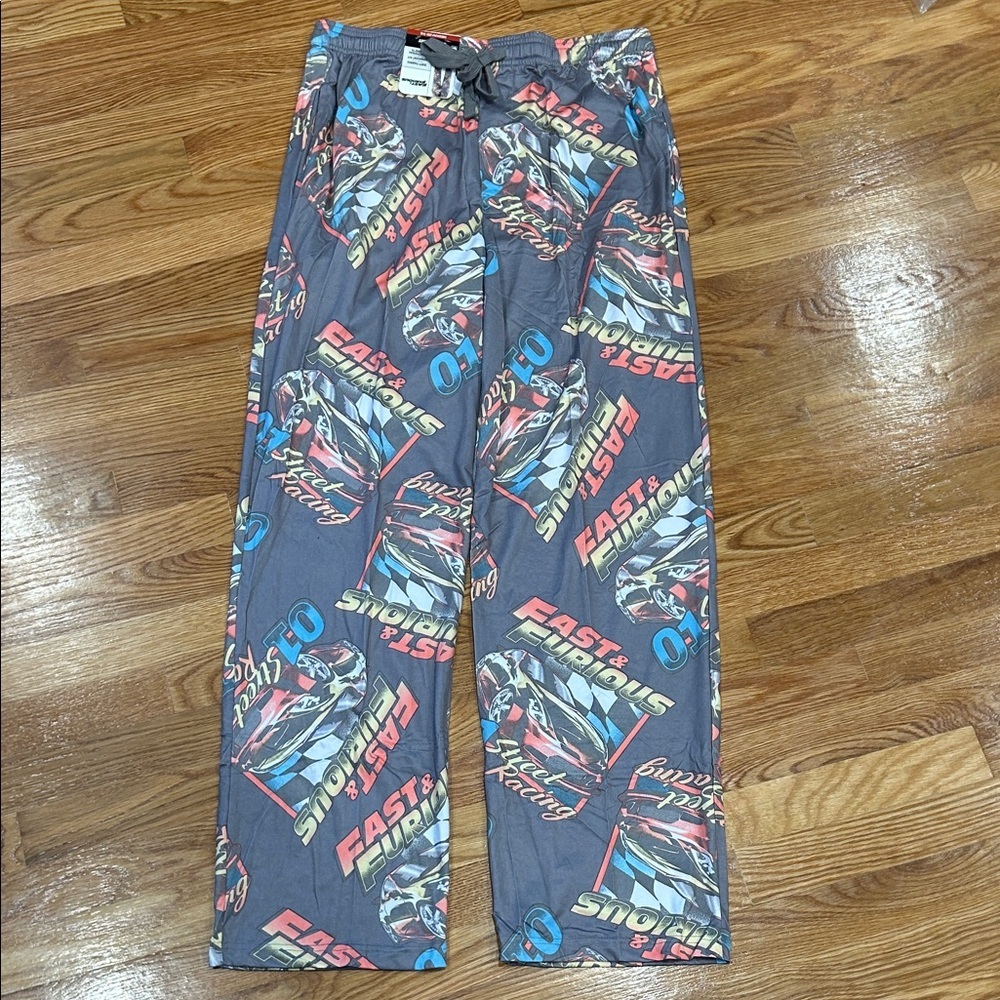 Fast & Furious Graphic Men's Gray soft wide leg pajama para medium new
